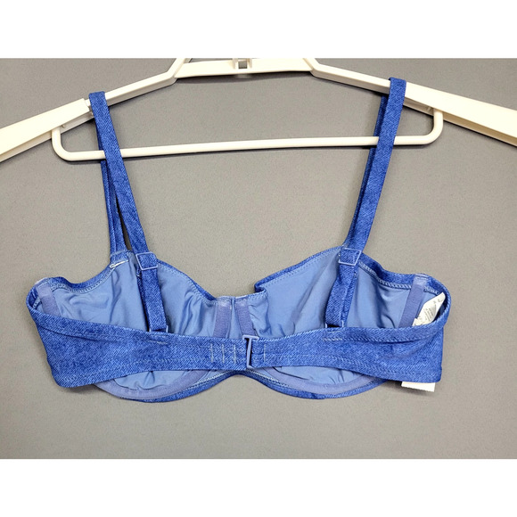Aerie Underwire Bikini Top Womens 34D Blue Denim Print Unlined New - Picture 4 of 14
